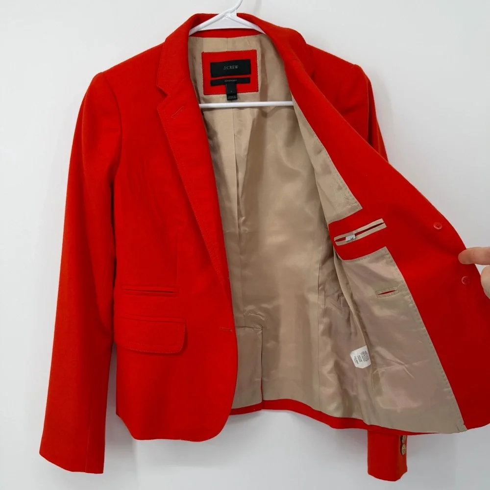 J‎ Crew Schoolboy Blazer Orange Women’s Size 0 Wool Jacket Career - Picture 3 of 12